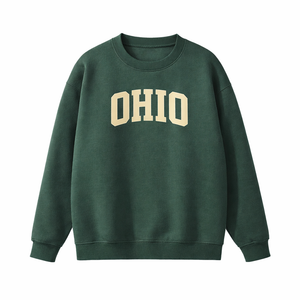 Ohio Crewneck Sweatshirt in Forest Green / Cream