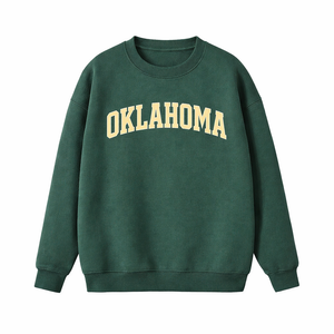 Oklahoma Crewneck Sweatshirt in Forest Green / Cream