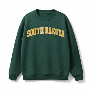 South Dakota Crewneck Sweatshirt in Forest Green / Sand