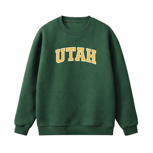 Utah Crewneck Sweatshirt in Forest Green / Sand