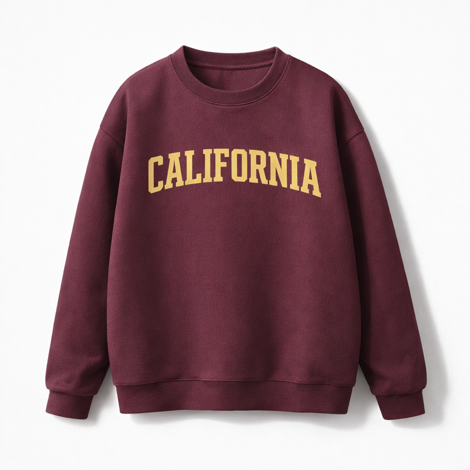 California Crewneck Sweatshirt in Dull Red / Cream