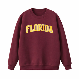 Florida Crewneck Sweatshirt in Dull Red / Cream