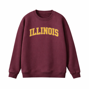 Illinois Crewneck Sweatshirt in Dull Red / Cream