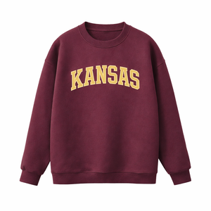 Kansas Crewneck Sweatshirt in Dull Red / Cream