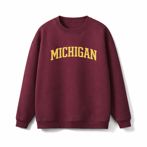Michigan Crewneck Sweatshirt in Dull Red / Cream