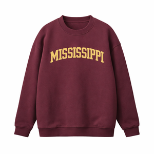 Mississippi Crewneck Sweatshirt in Dull Red / Cream