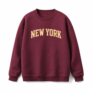 New York Crewneck Sweatshirt in Dull Red / Cream