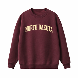 North Dakota Crewneck Sweatshirt in Dull Red / Cream