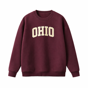Ohio Crewneck Sweatshirt in Dull Red / Cream