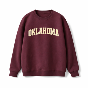 Oklahoma Crewneck Sweatshirt in Dull Red / Cream