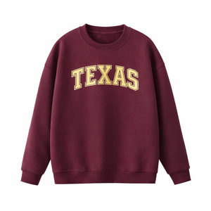 Texas Crewneck Sweatshirt in Dull Red / Cream