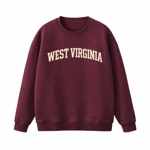 West Virginia Crewneck Sweatshirt in Dull Red / Cream