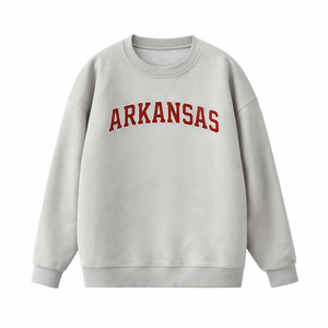 Arkansas Crewneck Sweatshirt in Gray / Cardinal Red