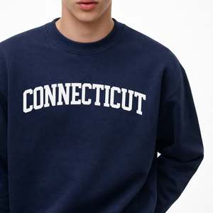 Connecticut Crewneck Sweatshirt in Navy / White — lifestyle 1