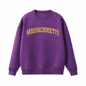 Massachusetts Crewneck Sweatshirt in Purple / Cream