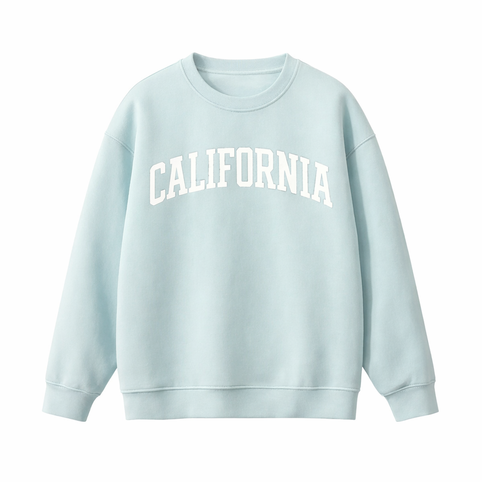 California Crewneck Sweatshirt in Water Blue / White