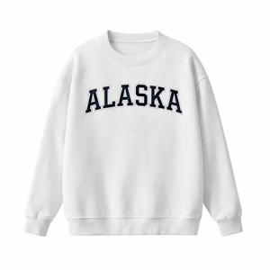Alaska Crewneck Sweatshirt in White / Navy