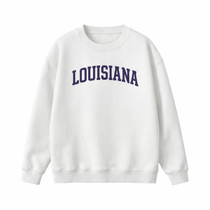 Louisiana Crewneck Sweatshirt in White / Purple