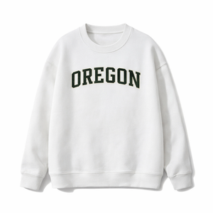 Oregon Crewneck Sweatshirt in White / Forest Green