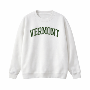 Vermont Crewneck Sweatshirt in White / Forest Green