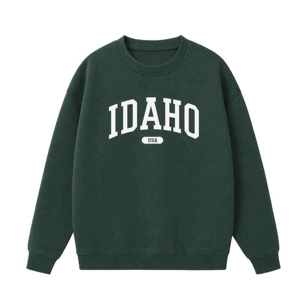 Collection 4 Idaho Essential Heavyweight Crewneck Sweatshirt - Dark Green front