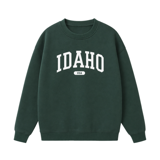 Collection 4 Idaho Essential Heavyweight Crewneck Sweatshirt - Dark Green front