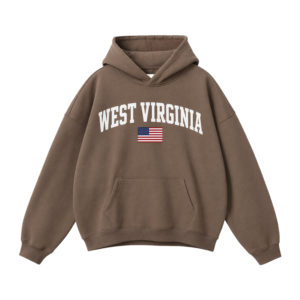 Collection 2 West Virginia Oversize Fleeced Hoodie - Brown front