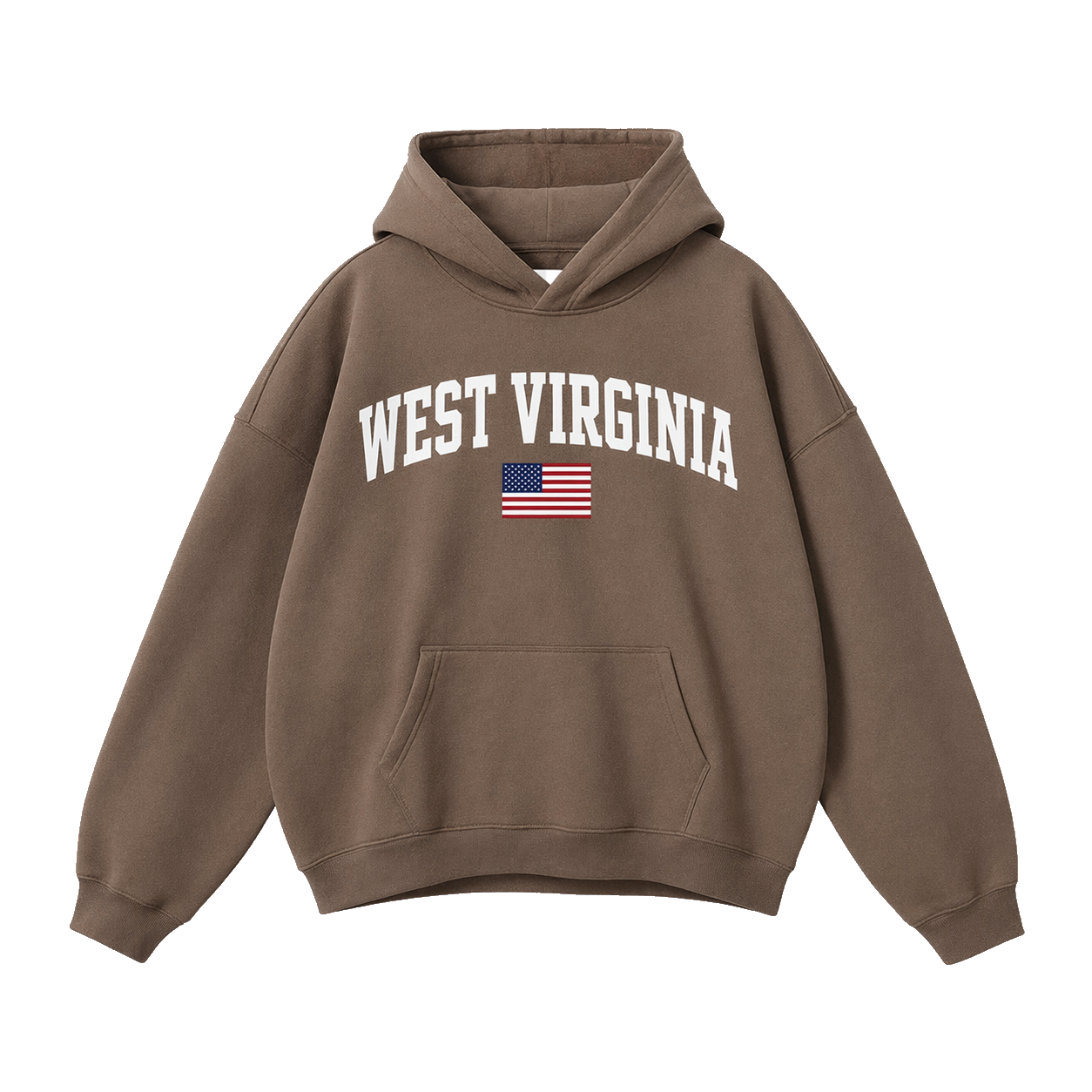 Collection 2 West Virginia Oversize Fleeced Hoodie - Brown front
