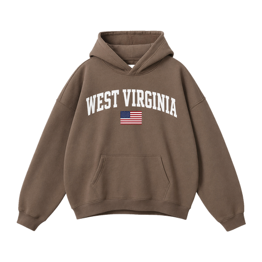Collection 2 West Virginia Oversize Fleeced Hoodie - Brown front