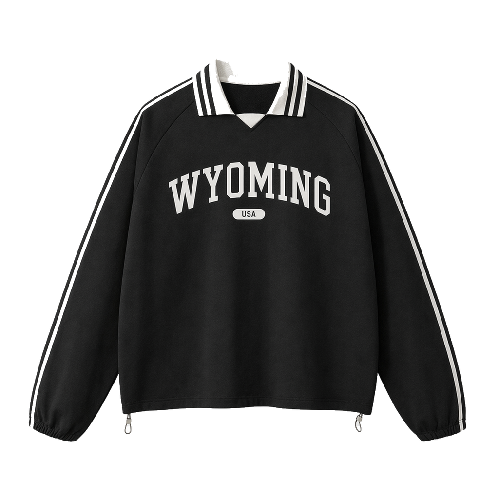 Collection 4 Wyoming Contrast Striped Lapel Collar Sweatshirt - Black front