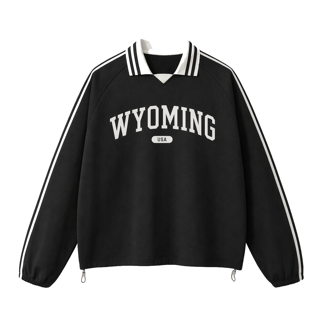 Collection 4 Wyoming Contrast Striped Lapel Collar Sweatshirt - Black front