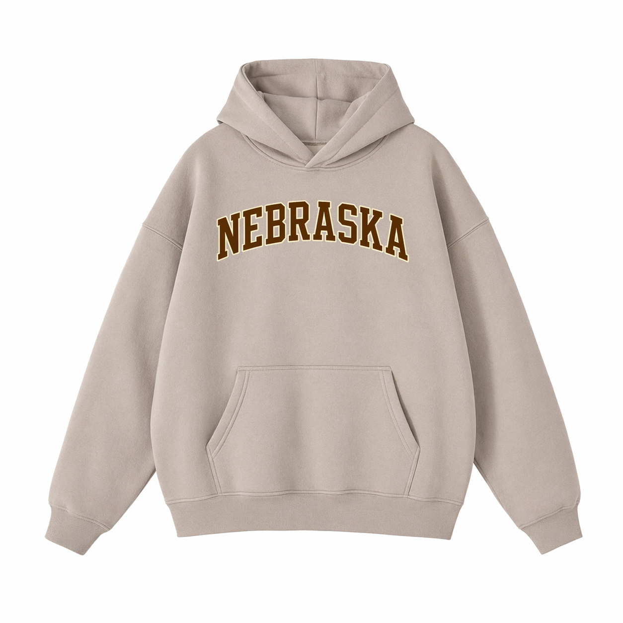 Collection 1 Nebraska Oversize Fleeced Hoodie - Gray Apricot front
