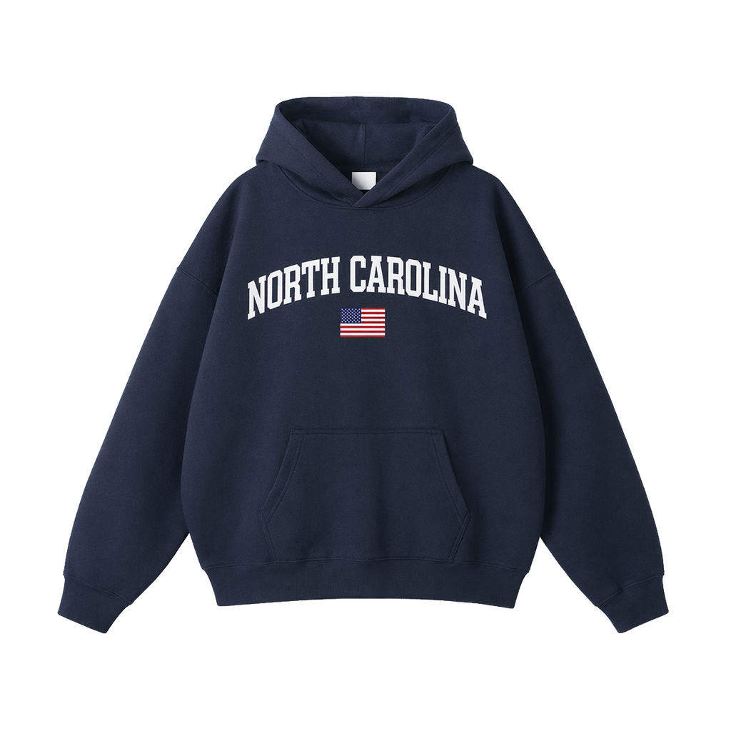 Collection 2 North Carolina Oversize Fleeced Hoodie - Navy Blue front