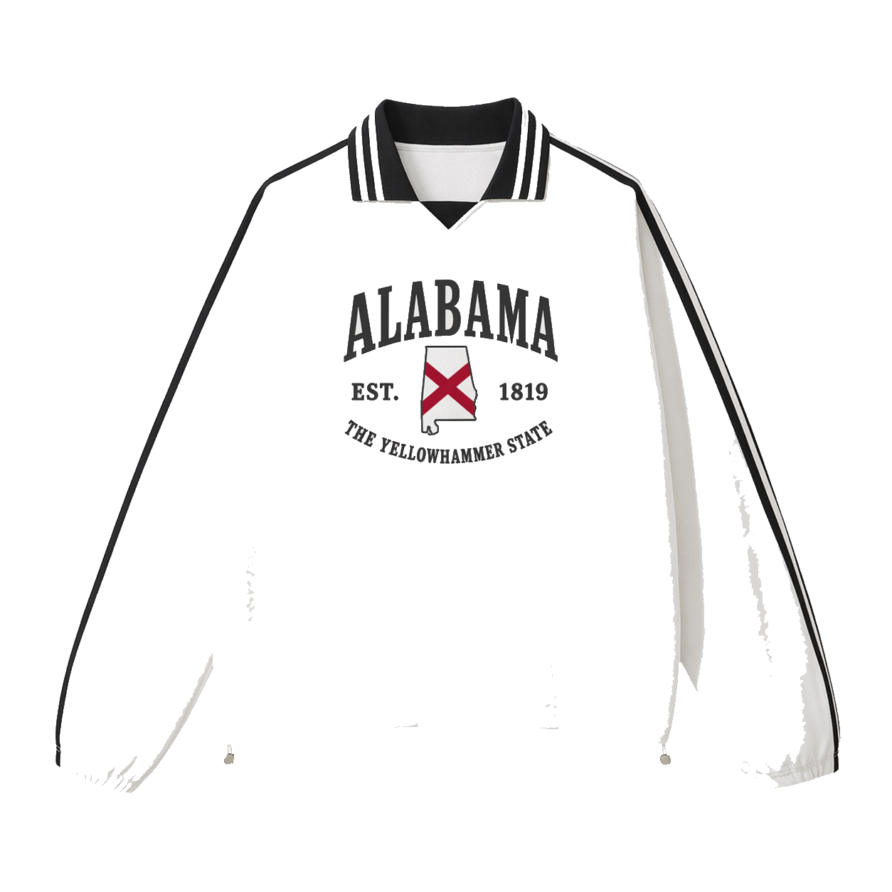 Collection 8 Alabama Contrast Striped Lapel Collar Sweatshirt - White front