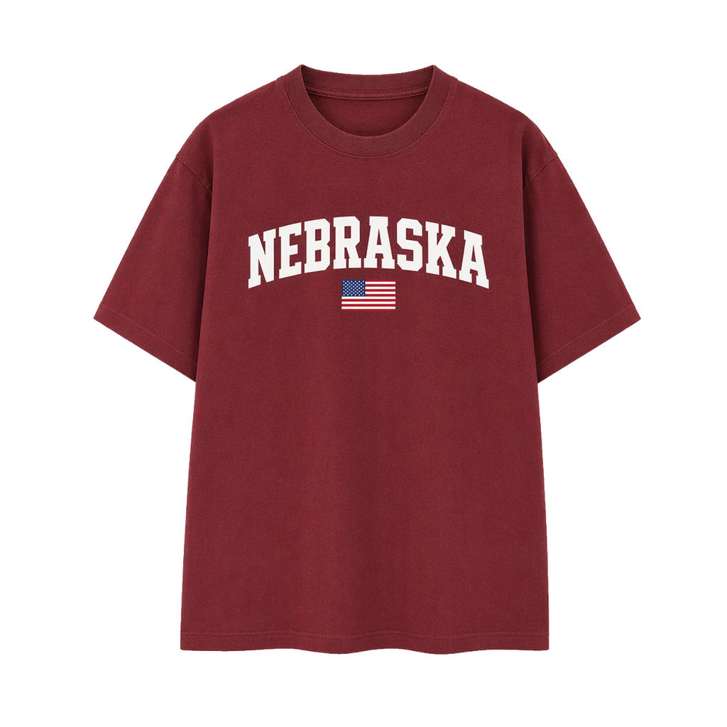 Collection 2 Nebraska Essential Cotton T-Shirt - Wine Gray front