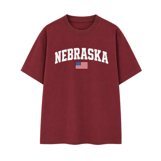 Collection 2 Nebraska Essential Cotton T-Shirt - Wine Gray front