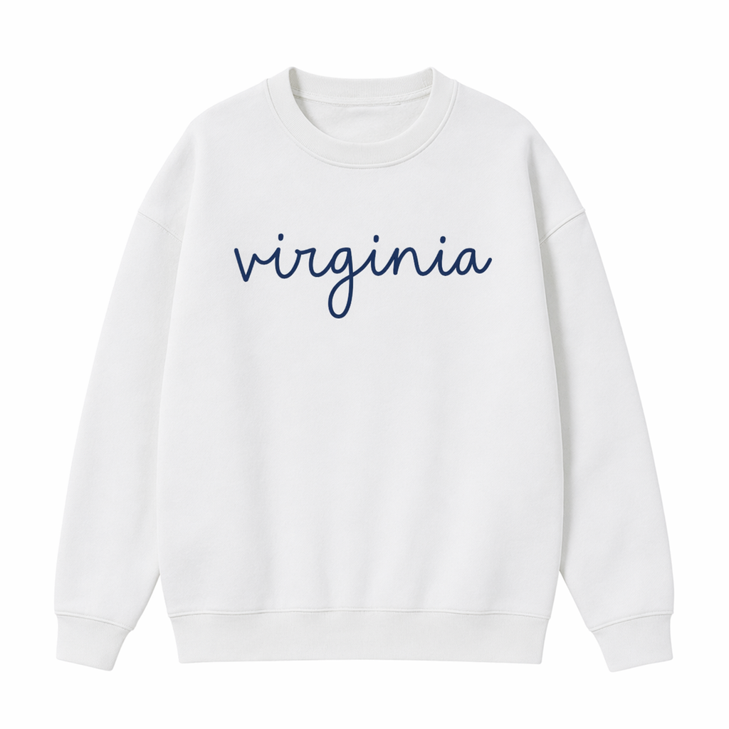 Collection 3 Virginia Essential Heavyweight Crewneck Sweatshirt - White front