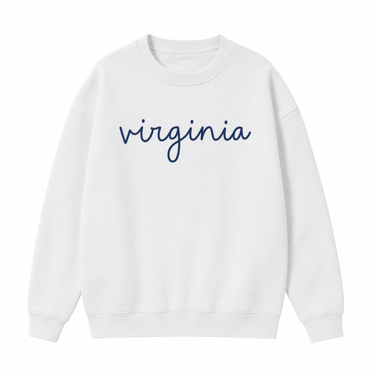Collection 3 Virginia Essential Heavyweight Crewneck Sweatshirt - White front