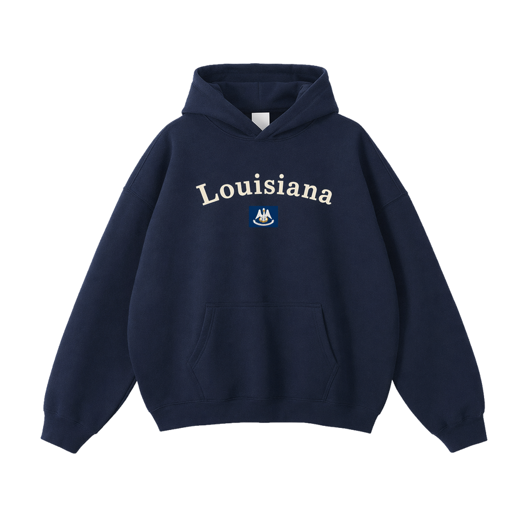 Collection 6 Louisiana Oversize Fleeced Hoodie - Navy Blue front