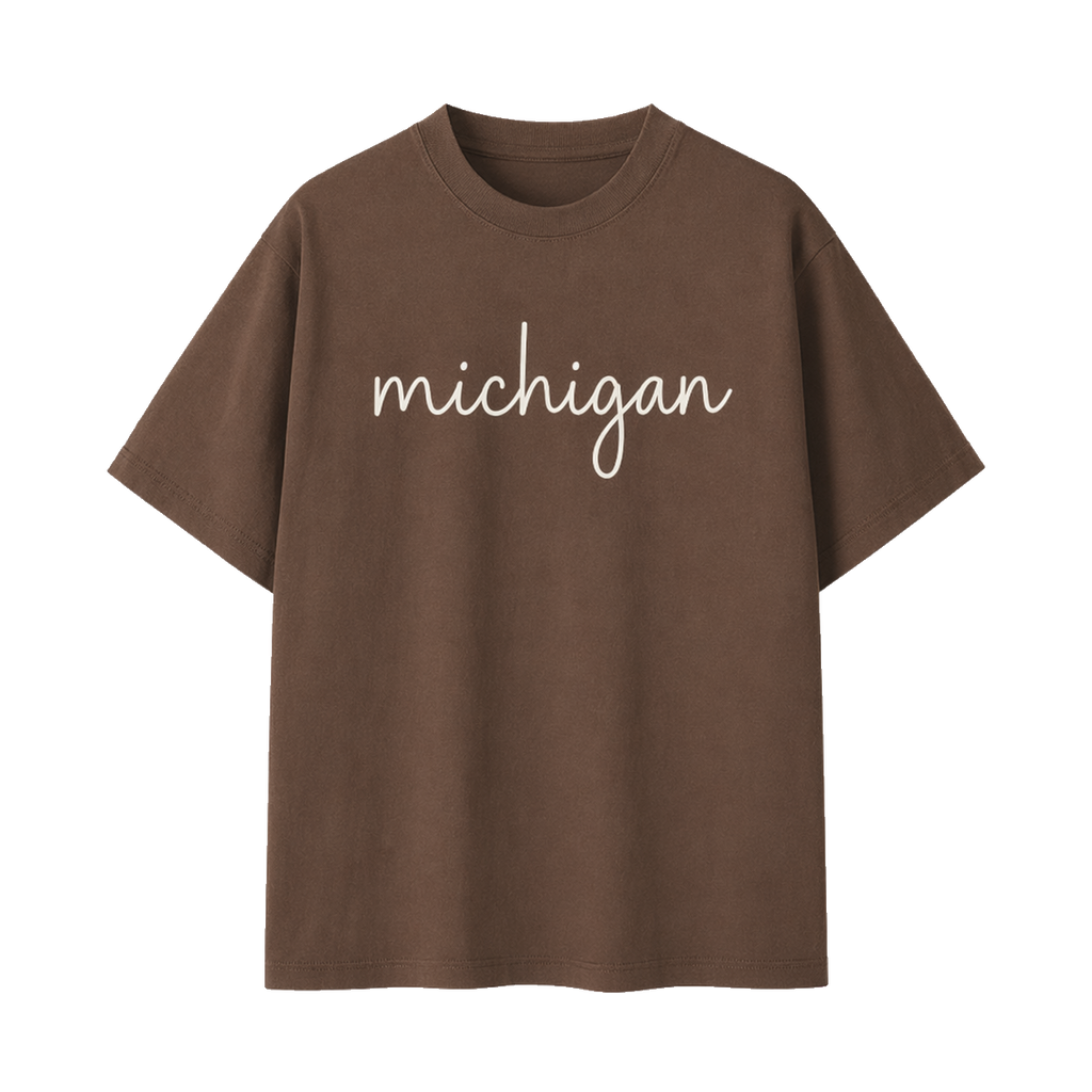 Collection 3 Michigan Essential Cotton T-Shirt - Coffee front