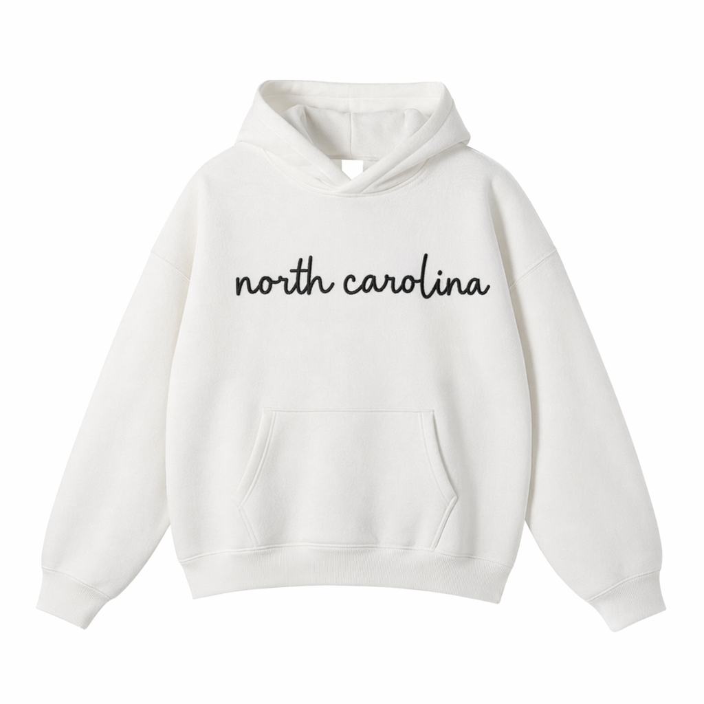 Collection 3 North Carolina Oversize Fleeced Hoodie - White front