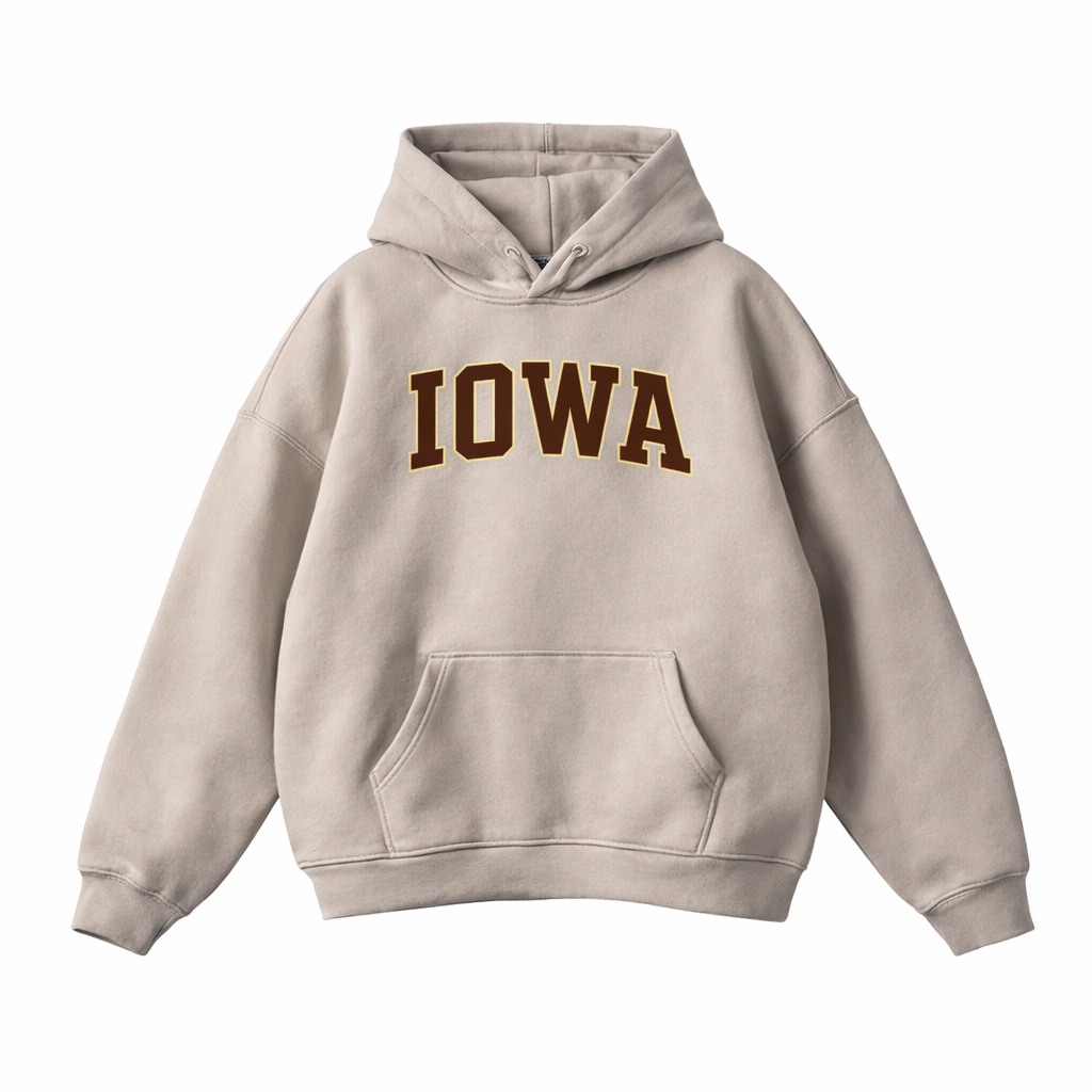 Collection 1 Iowa Oversize Fleeced Hoodie - Gray Apricot front
