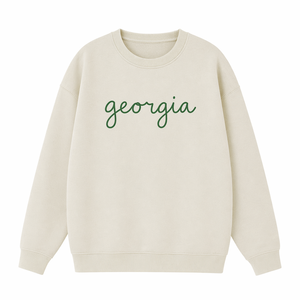 Collection 3 Georgia Essential Heavyweight Crewneck Sweatshirt - Cream front