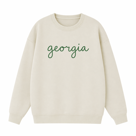 Collection 3 Georgia Essential Heavyweight Crewneck Sweatshirt - Cream front