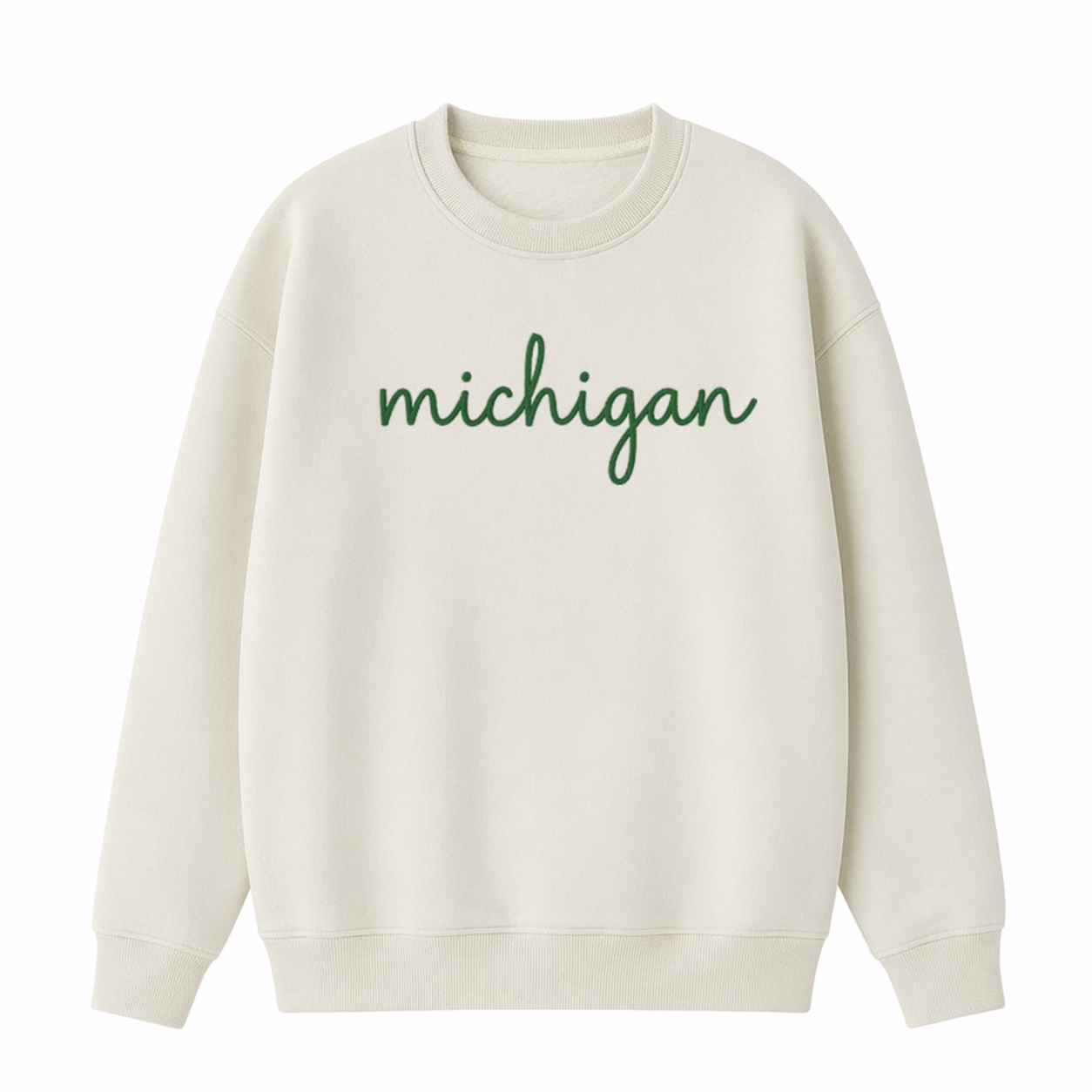 Collection 3 Michigan Essential Heavyweight Crewneck Sweatshirt - Cream front