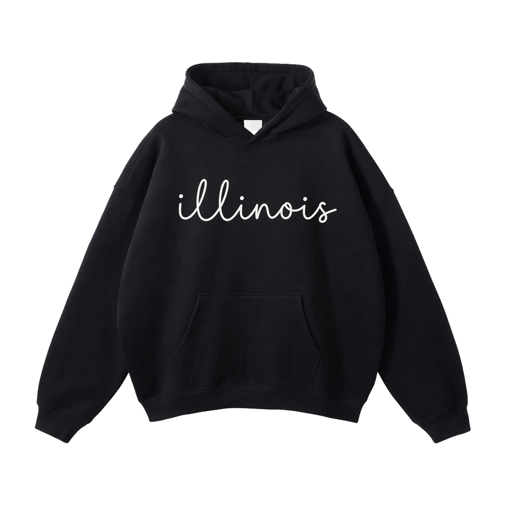 Collection 3 Illinois Oversize Fleeced Hoodie - Black front
