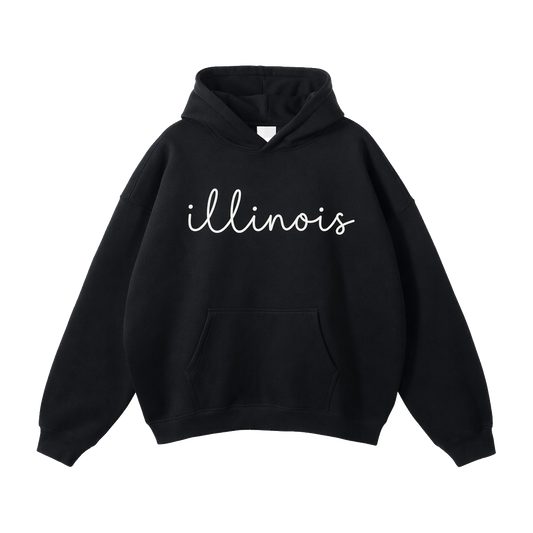 Collection 3 Illinois Oversize Fleeced Hoodie - Black front