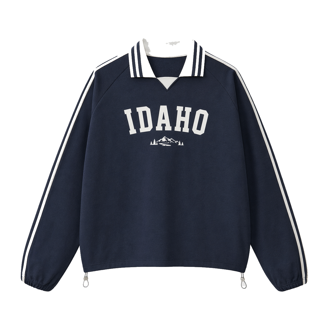 Collection 9 Idaho Contrast Striped Lapel Collar Sweatshirt - Royal Blue front