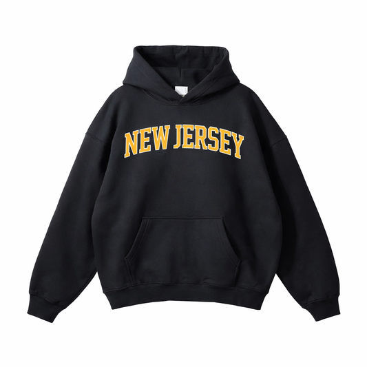 Collection 1 New Jersey Oversize Fleeced Hoodie - Black front