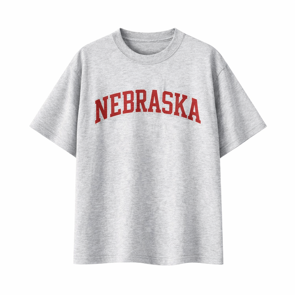Collection 1 Nebraska Essential Cotton T-Shirt - White Gray front